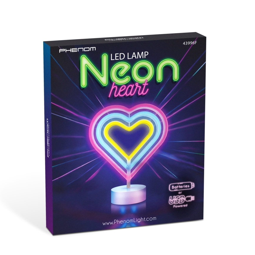 LED-neoon lauakaunistus LED/2W/3xAA USB süda