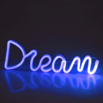 LED Neoon seinakaunistus DREAM LED/3W/3xAA USB sinine