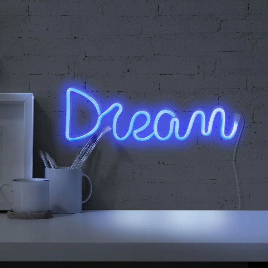 LED Neoon seinakaunistus DREAM LED/3W/3xAA USB sinine