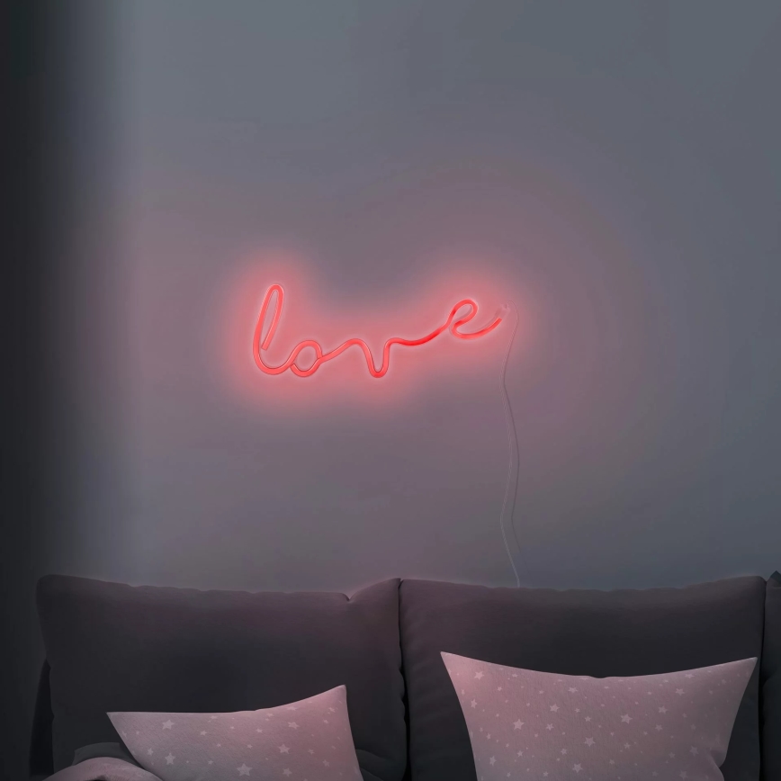 LED Neoon seinakaunistus LOVE LED/3W/3xAA USB punane