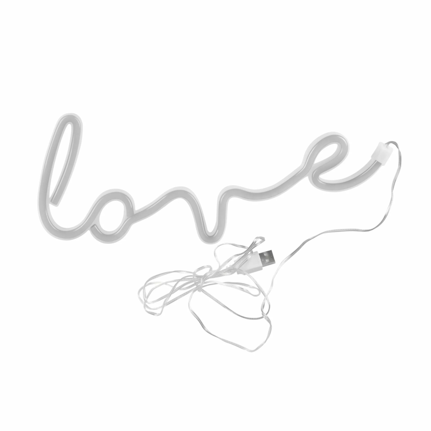 LED Neoon seinakaunistus LOVE LED/3W/3xAA USB punane