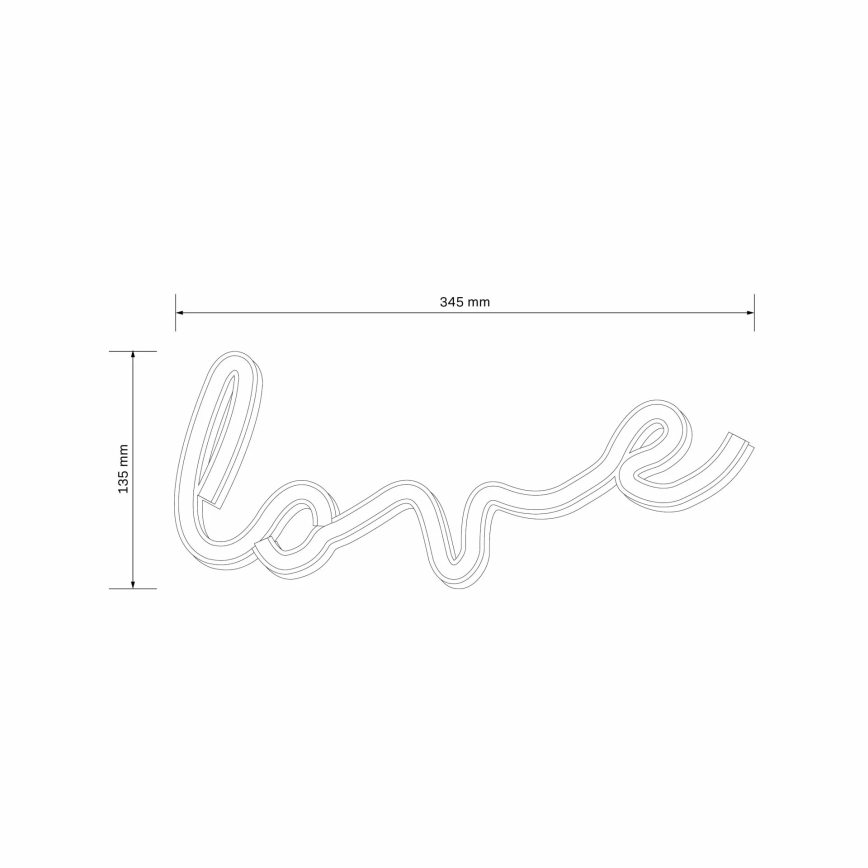 LED Neoon seinakaunistus LOVE LED/3W/3xAA USB punane