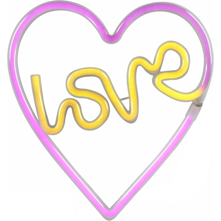 LED Neoon seinakaunistus LOVE LED/3W/3xAA USB roosa