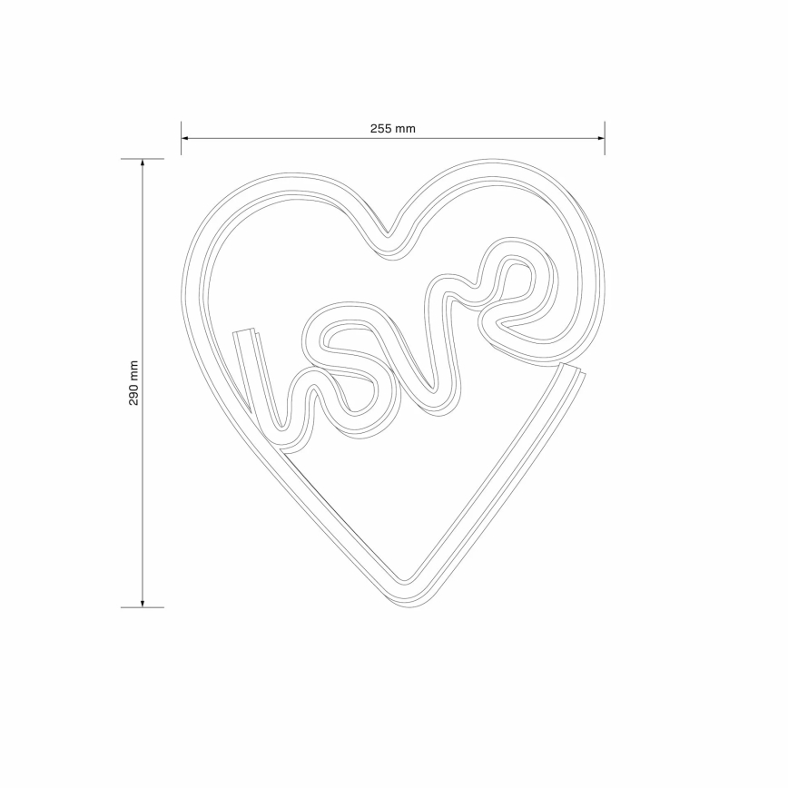 LED Neoon seinakaunistus LOVE LED/3W/3xAA USB roosa