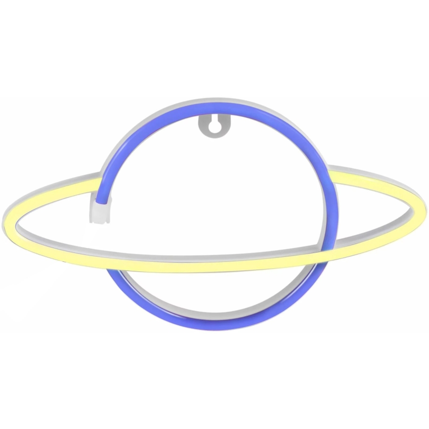 LED Neoon seinakaunistus PLANET LED/3W/3xAA USB sinine/kollane