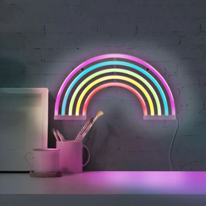 LED Neoon seinakaunistus RAINBOW LED/3W/3xAA USB mitmevärviline