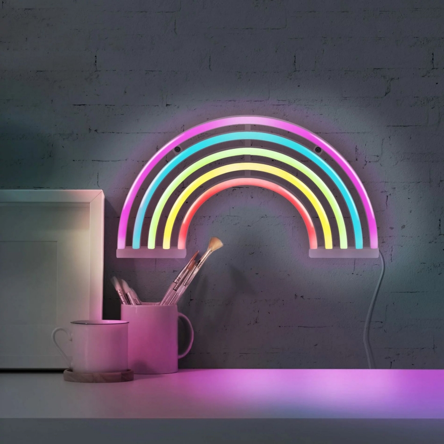LED Neoon seinakaunistus RAINBOW LED/3W/3xAA USB mitmevärviline