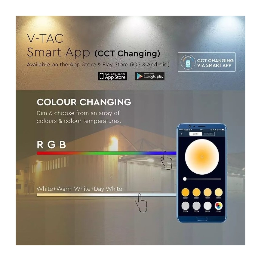 LED Nutikas hämardatav RGB prožektor LED/20W/230V IP65 must