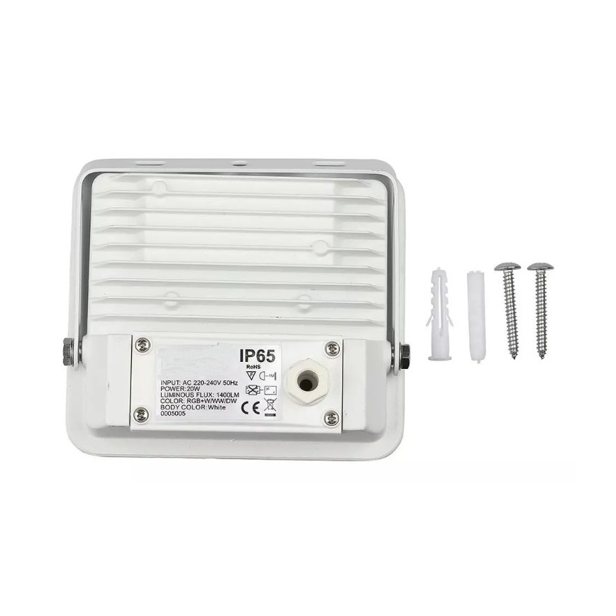 LED Nutikas hämardatav RGB prožektor LED/20W/230V IP65 valge