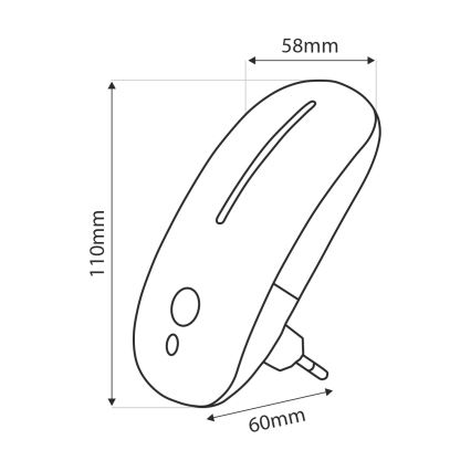 LED Öövalgusti anduriga LED/1W/230V valge