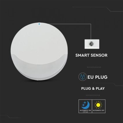 LED Öövalgusti anduriga SAMSUNG CHIP LED/0,5W/230V 65mm 4000K ümmargune