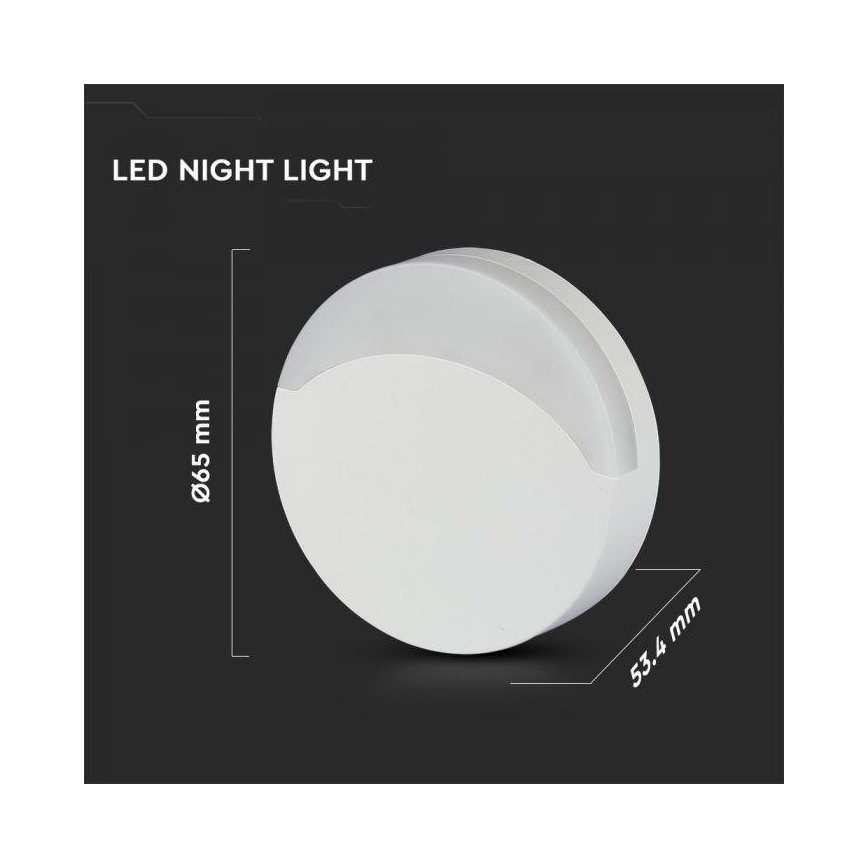 LED Öövalgusti anduriga SAMSUNG CHIP LED/0,5W/230V 65mm 4000K ümmargune