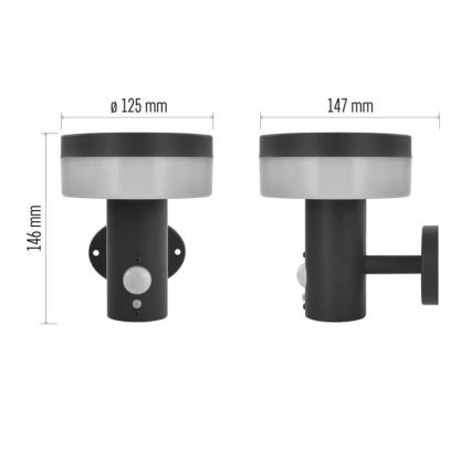 LED päikese seinavalgusti anduriga LED/2W/3,7V 1200 mAh IP44