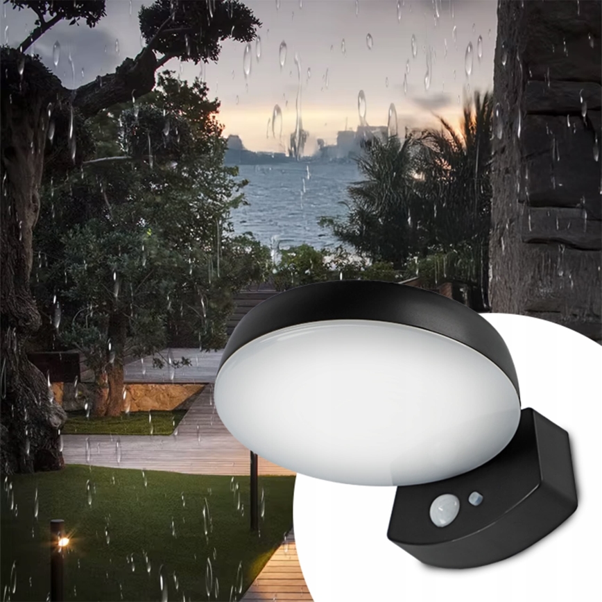LED hämardatav päikesepaneeliga seinavalgusti anduriga LED/3W/3,7V 1800 mAh IP54 must