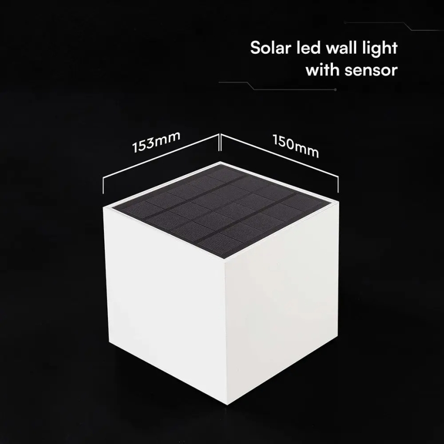 Päikesepaneeliga LED-seinalamp anduriga LED/9W/3,7V 3000/4000/5000K IP65 2600 mAh valge