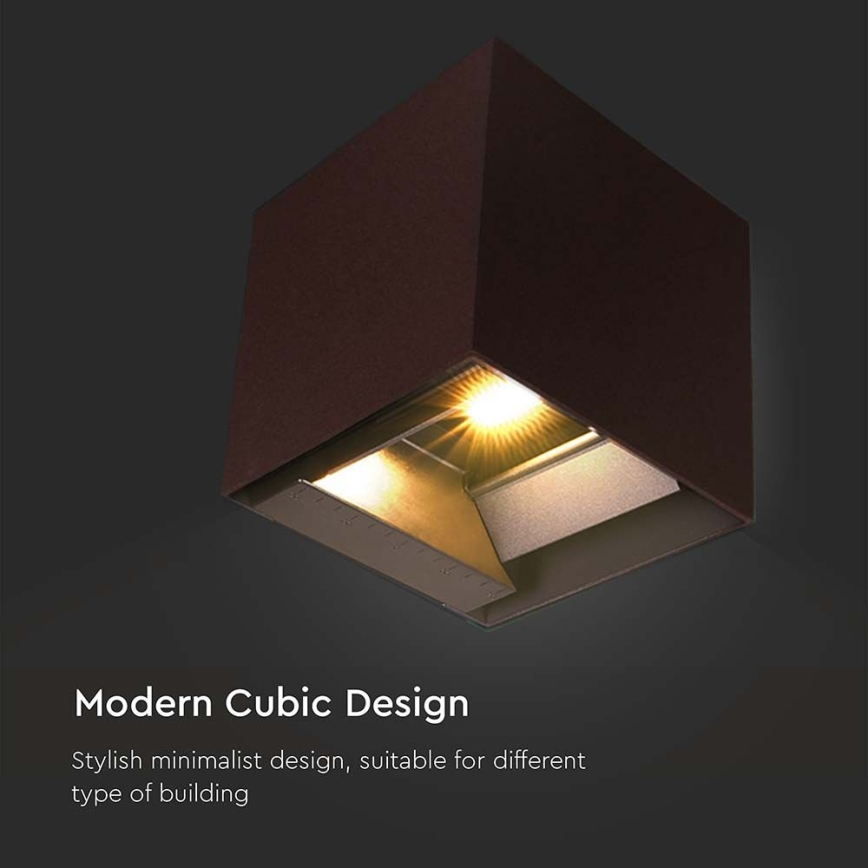 LED päikeseenergia seinavalgusti anduriga LED/9W/3,7V 3000/4000/5000K 2600 mAh IP65 pruun