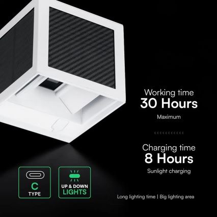 LED-päikesepaneeliga seinavalgusti anduriga — 9 W, 3,7 V, 3000/4000/6000 K, IP65, 2600 mAh, valge