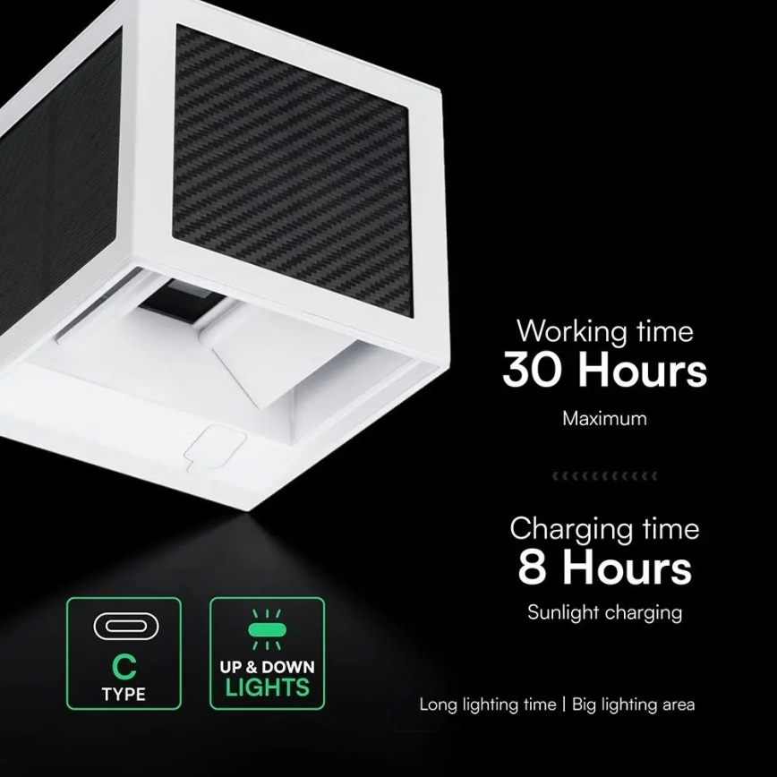 LED-päikesepaneeliga seinavalgusti anduriga — 9 W, 3,7 V, 3000/4000/6000 K, IP65, 2600 mAh, valge