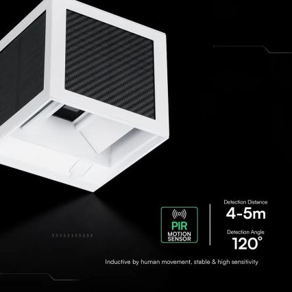 LED-päikesepaneeliga seinavalgusti anduriga — 9 W, 3,7 V, 3000/4000/6000 K, IP65, 2600 mAh, valge