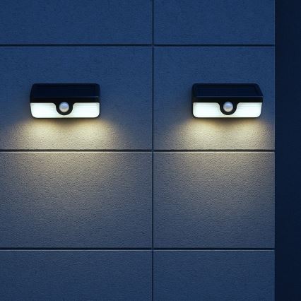 LED-päikese seinavalgusti anduriga LINK LED/5W/3,7V IP65 must