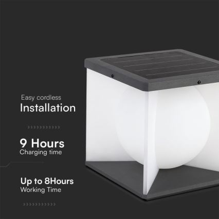 LED reguleeritav päikeseenergia seinavalgusti LED/8W/3,7V IP65 3000K 5200 mAh + kaugjuhtimispult