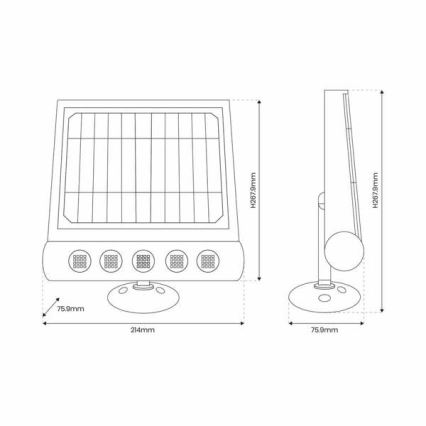 LED päikeseenergia seinavalgusti liikumis- ja hämarustundlikuga LED/8W/3,7V 4000 mAh 4000K IP65