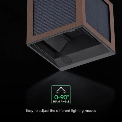 LED päikesepaneeliga seinavalgusti anduriga LED/9W/3,7V 3000/4000/6000K IP65 2600 mAh pruun