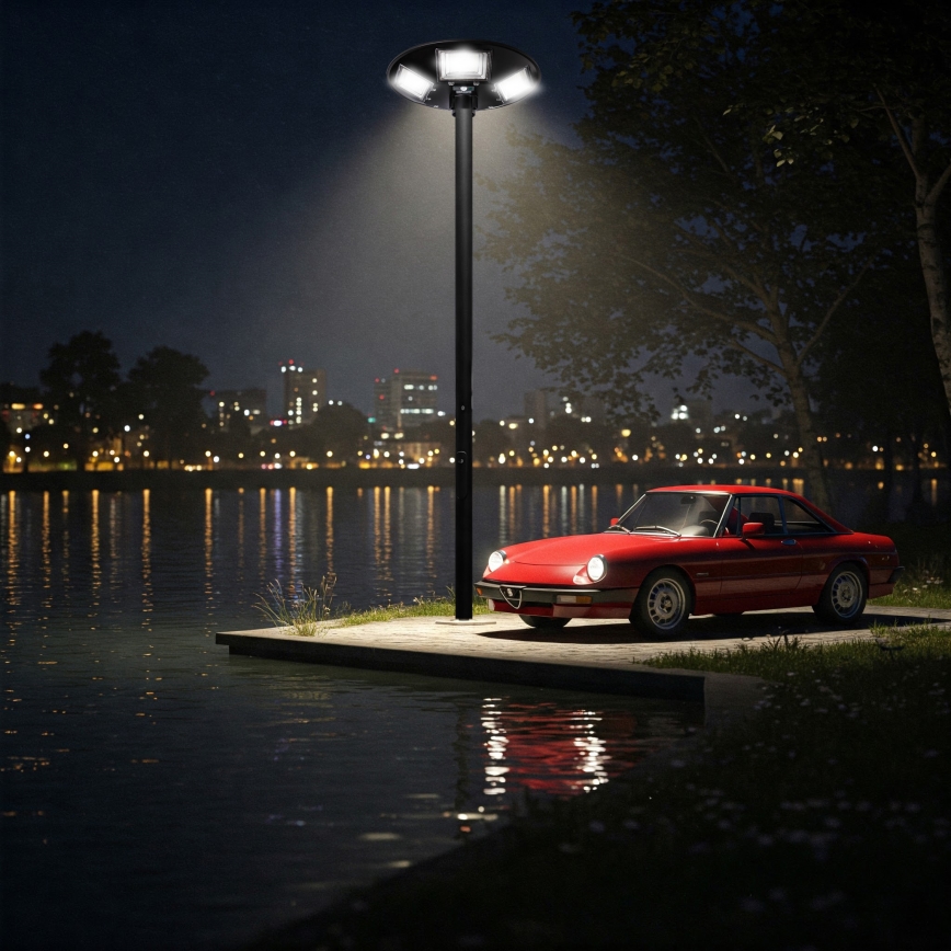 Hämardatav LED-päikesepaneeliga tänavavalgusti anduriga LED/22W/6V 18000 mAh 6500K IP65 must + kaugjuhtimispult