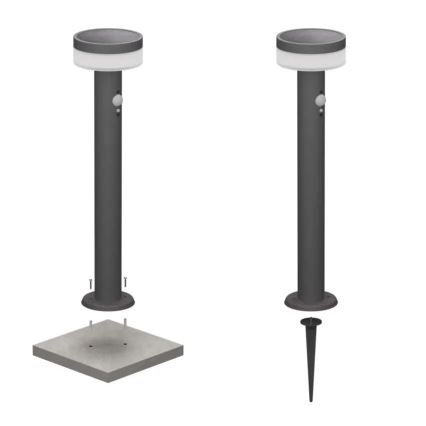 LED päikeseenergia lamp anduriga LED/2W/3,7V 1200 mAh IP44 50 cm