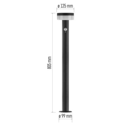 LED päikeseenergia lamp anduris LED/2W/3,7V 1200 mAh IP44 80 cm