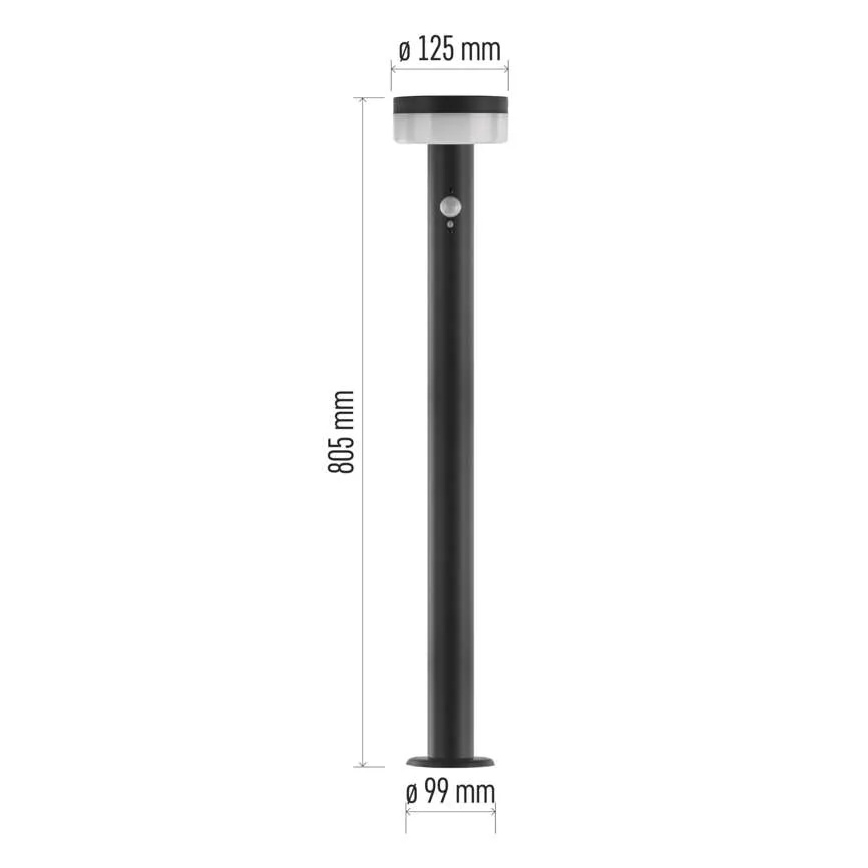 LED päikeseenergia lamp anduris LED/2W/3,7V 1200 mAh IP44 80 cm