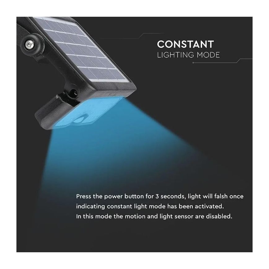 LED päikeseenergia prožektor anduriga LED/5W/3,7V IP65 4000K 3000 mAh