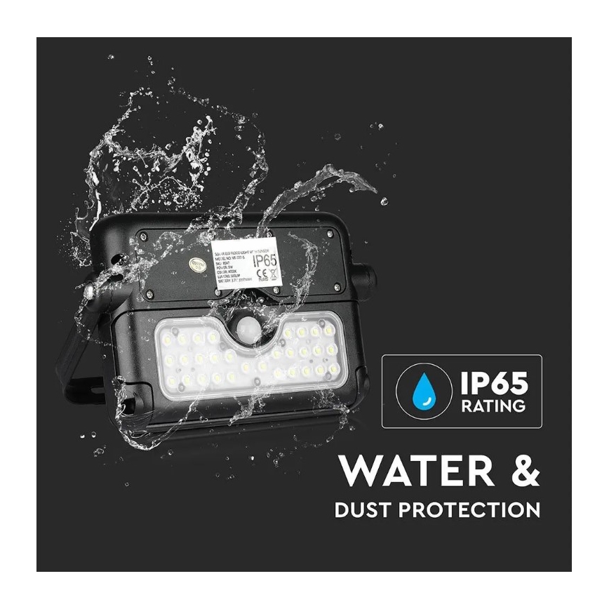 LED päikeseenergia prožektor anduriga LED/5W/3,7V IP65 4000K 3000 mAh