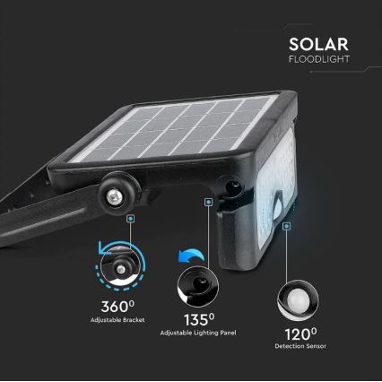 LED päikeseenergia prožektor anduriga LED/5W/3,7V IP65 4000K 3000 mAh