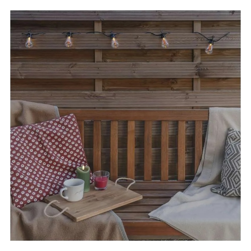 LED päikeseenergial töötav dekoratiivne valguskett 10×LED/0,6 W/1,2 V 4,5 m IP44 800 mAh