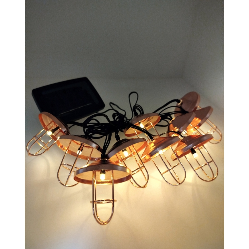 LED päikesekett 10xLED/1,2V 300 mAh 3,8 m IP44 vaskvärvi