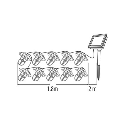 LED päikesekett 10xLED/1,2V 300 mAh 3,8 m IP44 vaskvärvi