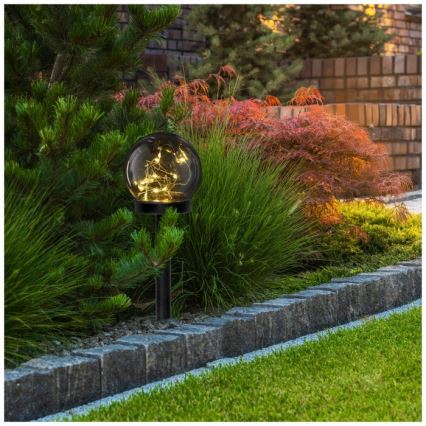 LED päikeselamp anduriga GLEAM LED/1,2V 3000K IP44 40 mAh suitsuhall/must