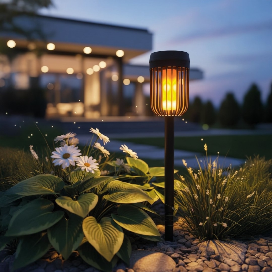 LED päikeselamp FLAME LED/1,2V 100 mAh 1800K 37 cm IP44 must