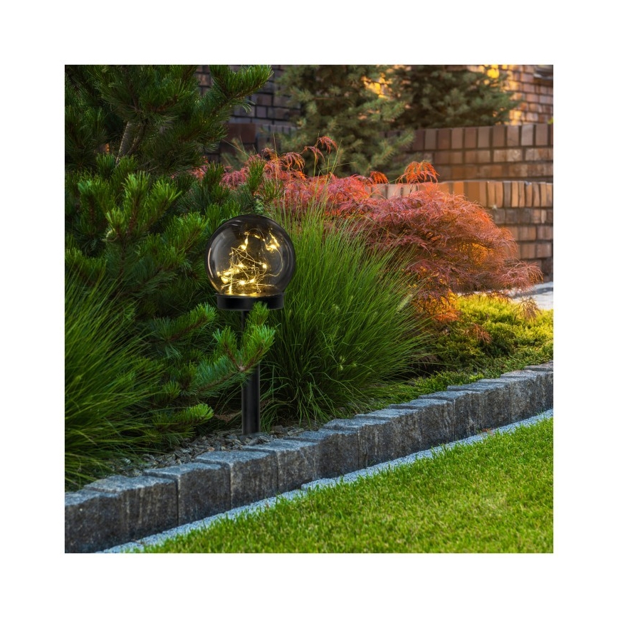 LED päikeselamp GLEAM LED/1,2 V 3000 K IP44 40 mAh suitsune/must