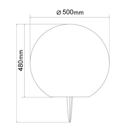 LED päikeselamp KULA, 3,7 V, 3000/4000/6500 K, läbiläbimõõt 50 cm, 2000 mAh, IP65, valge