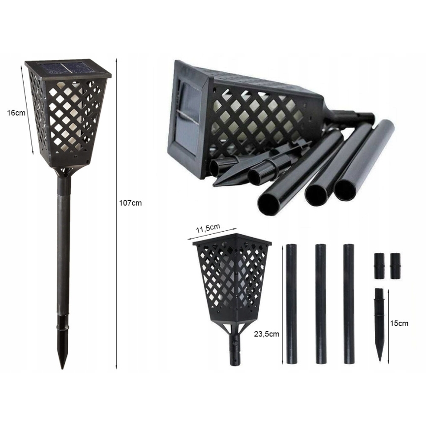 LED-päikeselamp liikumisanduriga LED/0,6W/5,5V IP65 2000 mAh 107 cm must