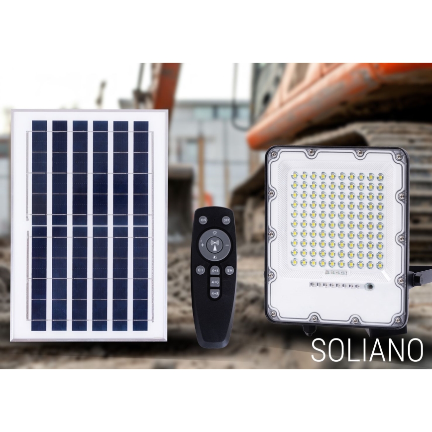 LED Väli Hämardatav päikesepaneeliga prožektor LED/100W/3,2V 4500K IP65 must + kaugjuhtimispult