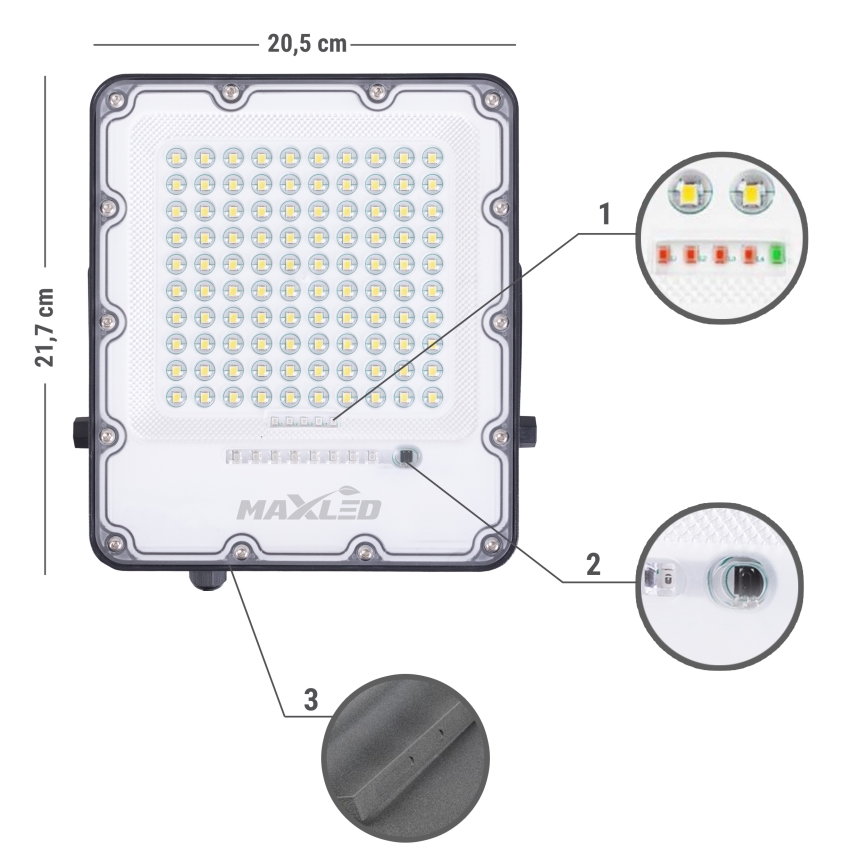 LED Väli Hämardatav päikesepaneeliga prožektor LED/100W/3,2V 4500K IP65 must + kaugjuhtimispult