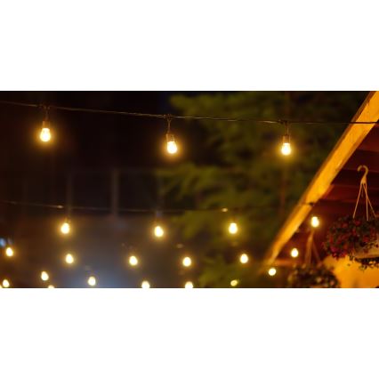 LED Hämardatav päikesepaneeliga väli valguskett PARTY 10xE27/3,7V 10 m IP44 + kaugjuhtimispult
