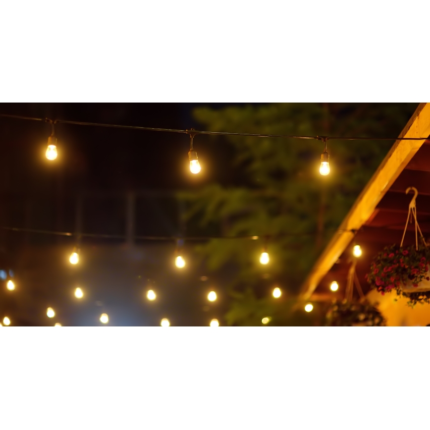 LED Hämardatav päikesepaneeliga väli valguskett PARTY 10xE27/3,7V 10 m IP44 + kaugjuhtimispult
