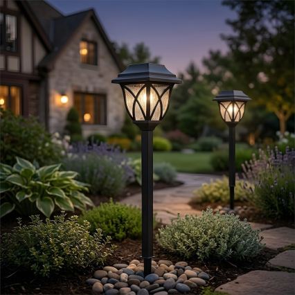 LED päikesepaneeliga aialamp LAWN LED/1,2V 100 mAh 3000K 44 cm IP44 must