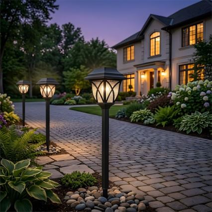 LED päikesepaneeliga aialamp LAWN LED/1,2V 100 mAh 3000K 44 cm IP44 must