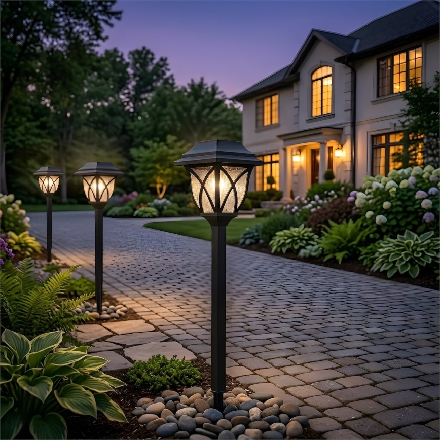 LED päikesepaneeliga aialamp LAWN LED/1,2V 100 mAh 3000K 44 cm IP44 must