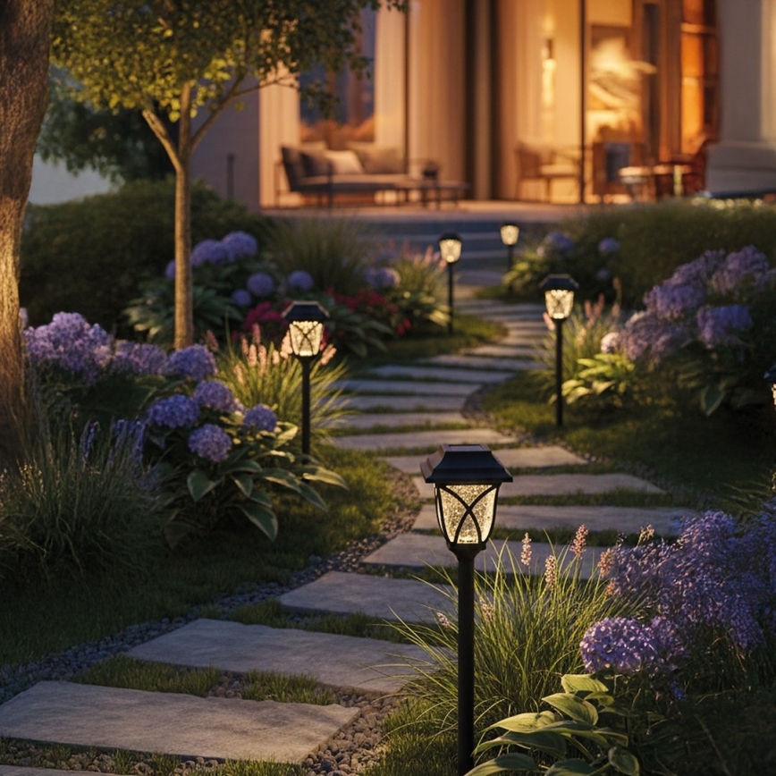 LED päikesepaneeliga aialamp LAWN LED/1,2V 100 mAh 3000K 44 cm IP44 must